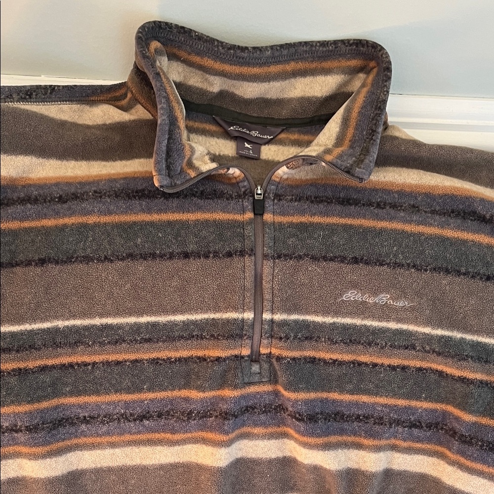 Eddie Bauer Men's Multi-Striped Zip-Up Sweater